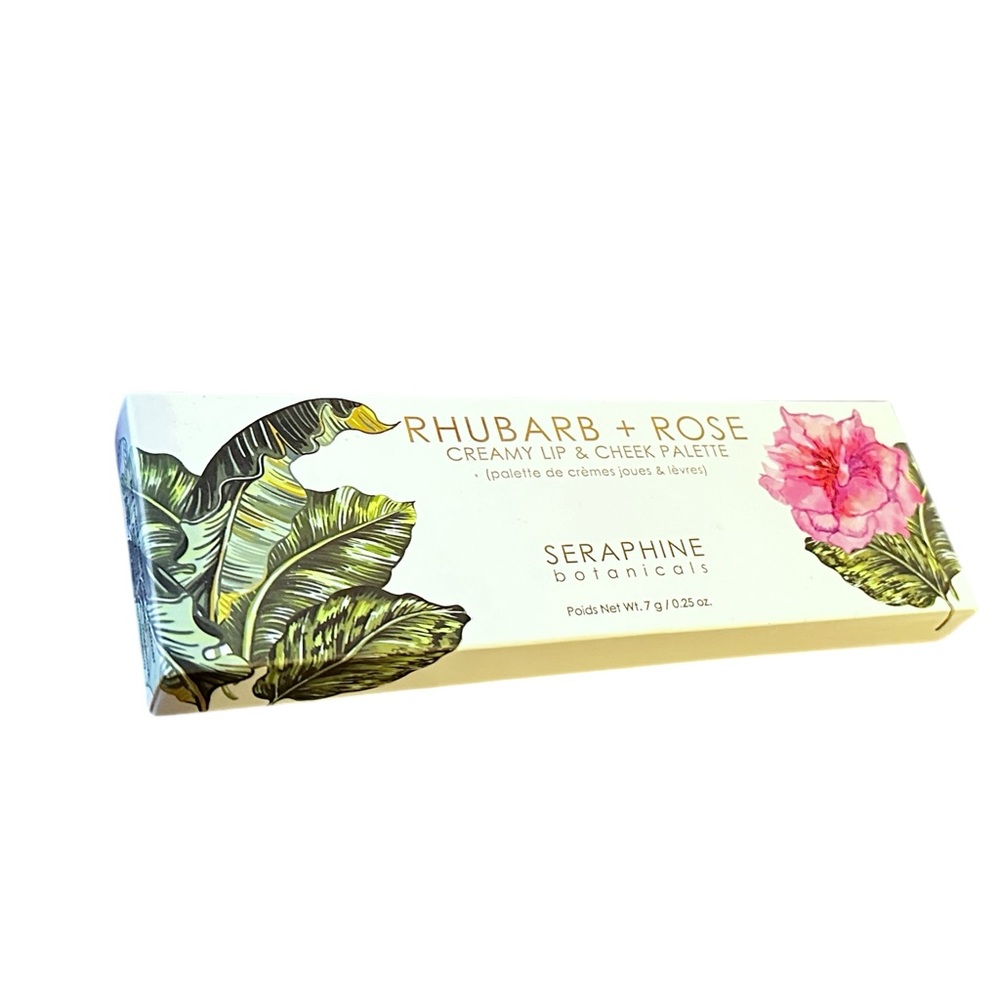 NWT SERAPHINE BOTANICALS Creamy Lip & Cheek Palette in Rhubarb + Rose